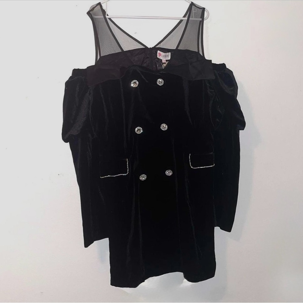 L'ATISTE Black Velvet Midi Dress